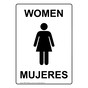 Portrait White Women - Mujeres Restroom Sign With Symbol RRBP-7000-Black_on_White