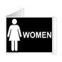 Black Triangle-Mount WOMEN Restroom Sign With Symbol