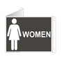 Charcoal Gray Triangle-Mount WOMEN Restroom Sign With Symbol RRE-7000Tri-White_on_CharcoalGray