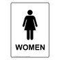 Portrait White Women Restroom Sign With Symbol RREP-7000-Black_on_White