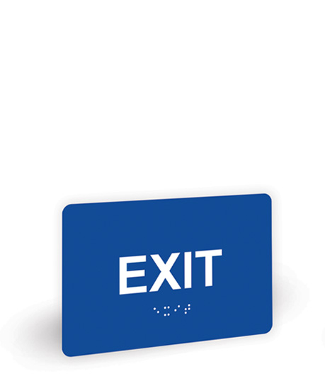 Blue ADA braille exit sign