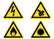 Safety Symbol Stickers - TRIANGLE Symbols