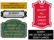 Payment Policy Signs - Engraved