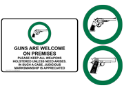 Guns Permitted Signs and Labels