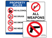 Alcohol / Weapon / Drug Free Property Rules