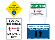 Workplace Social Distancing Signs, Banners, Labels