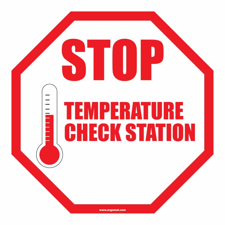 12 inch Social Distancing Sign - Stop Temperature Check Station