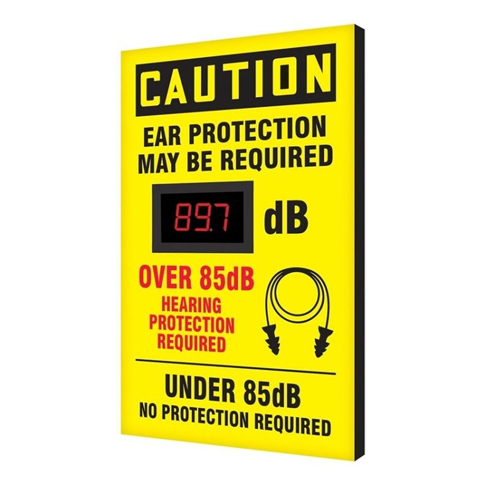 20 x 12 Decibel Meter Sign - Caution Ear Protection