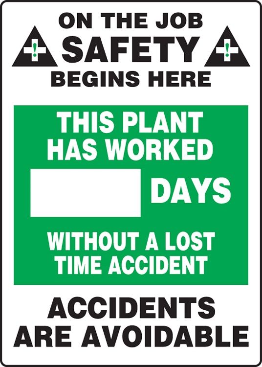 Motivational Safety Scoreboard Days Without Accident Dry Erase 5s Product