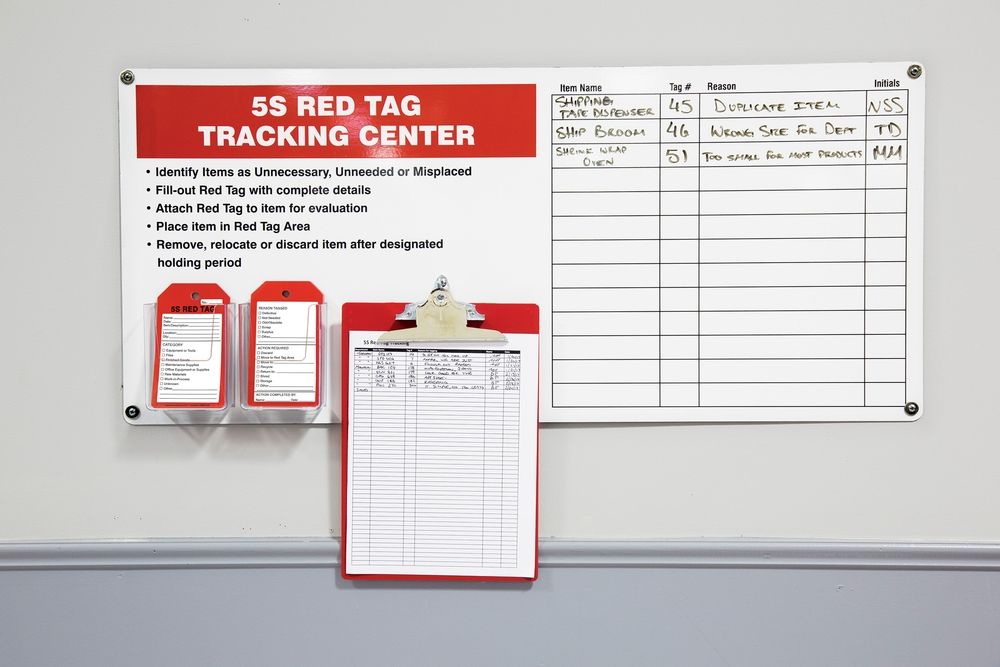 5S Red Tag Tracking Center with Clipboard
