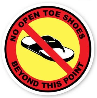16 in. No Open Toe Shoes Beyond this Point Floor Sign 2 pk