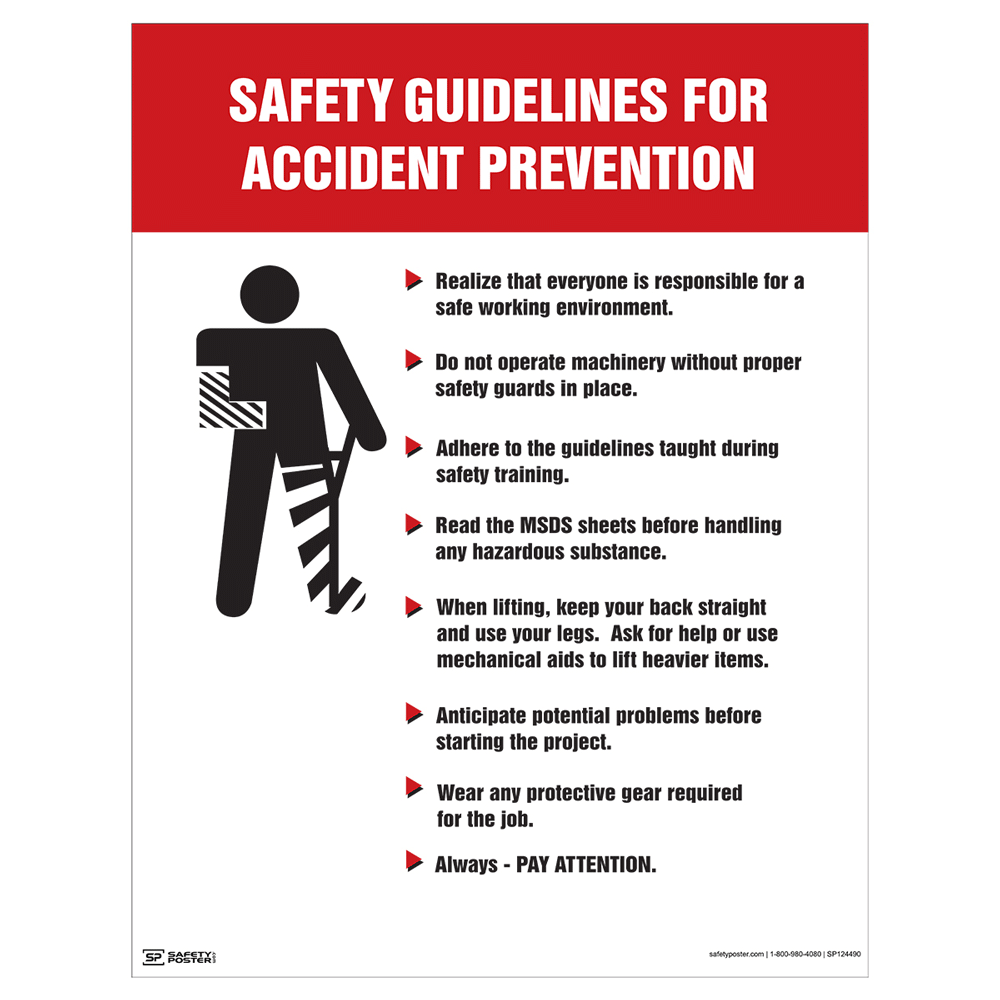 Safety Poster Safety Guidelines For Accident Prevention CS117197