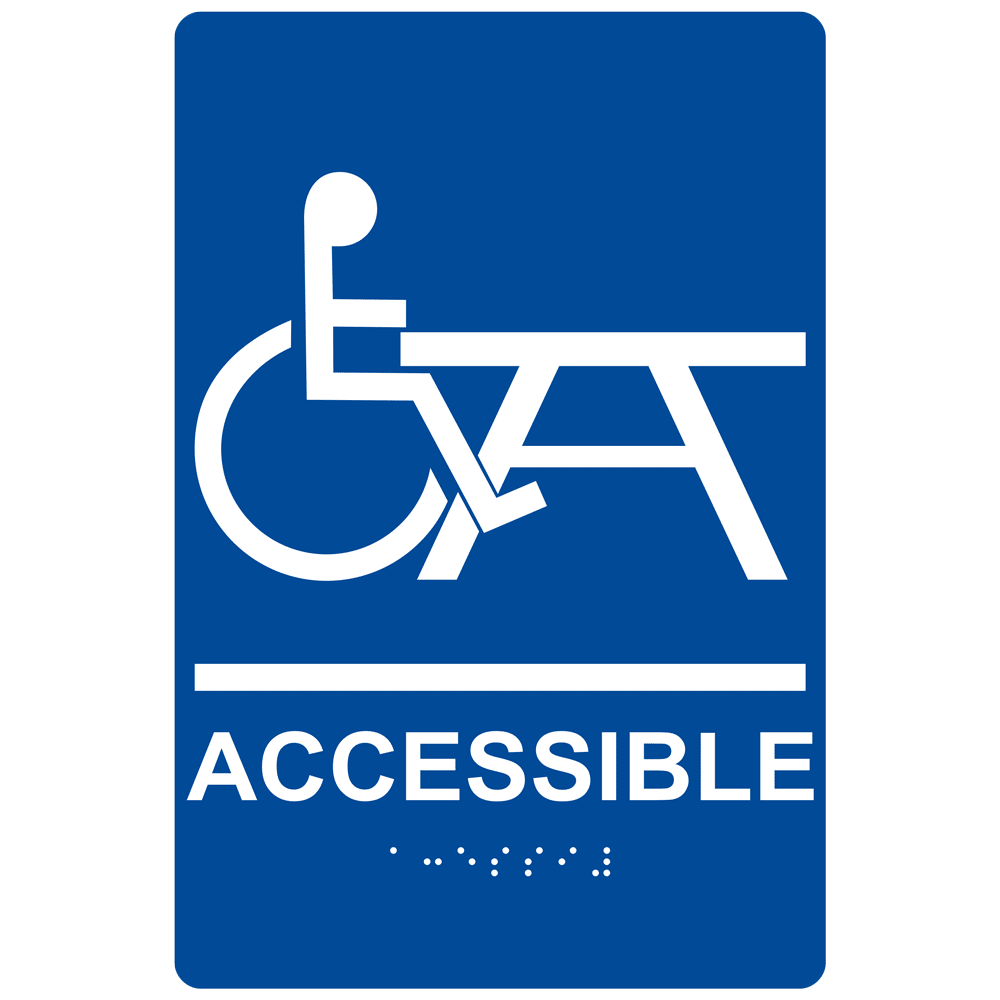 ADA Accessible Braille Sign RRE-16803_WHTonBLU Handicap Assistance