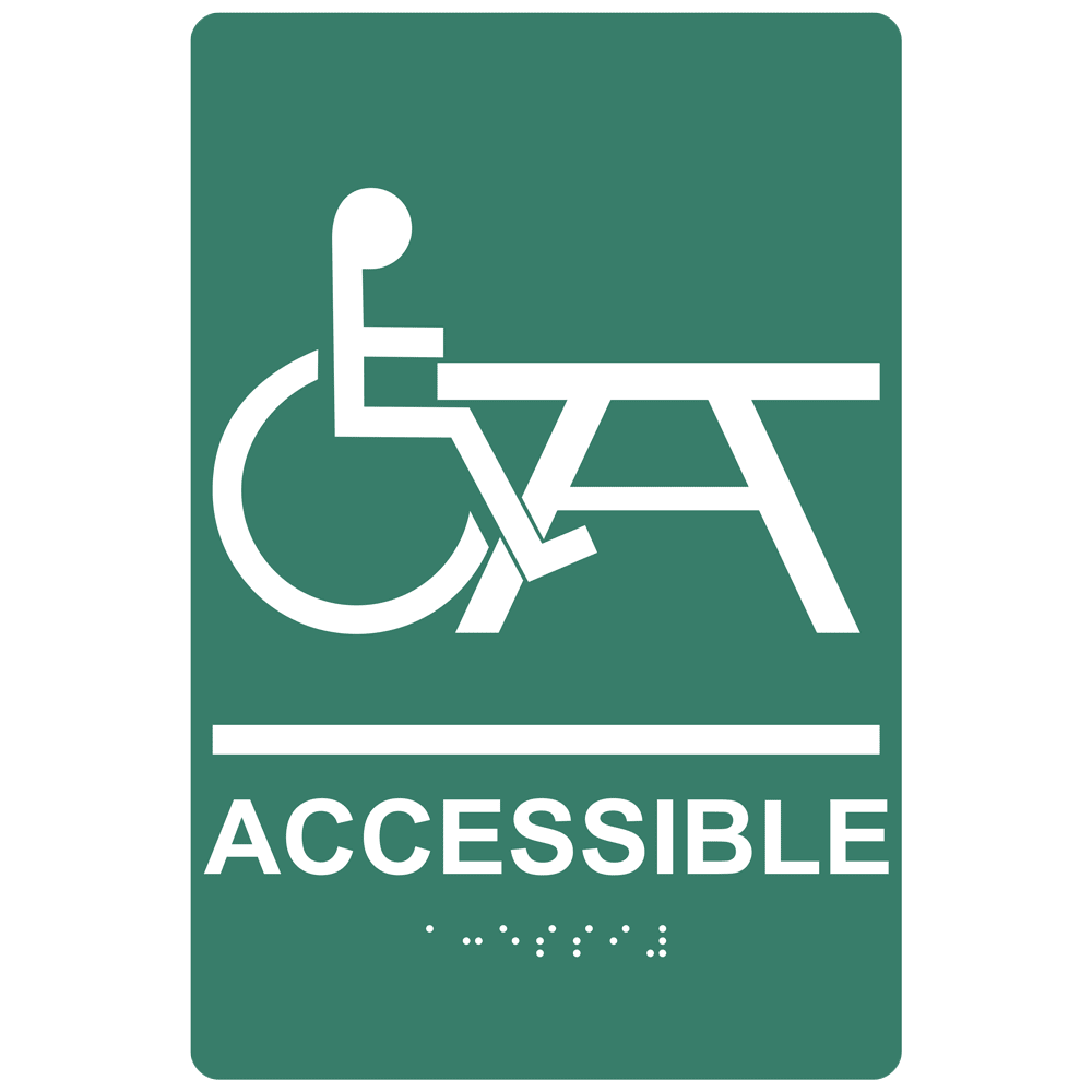 ADA Accessible Braille Sign RRE16803_WHTonPNGRN Handicap Assistance