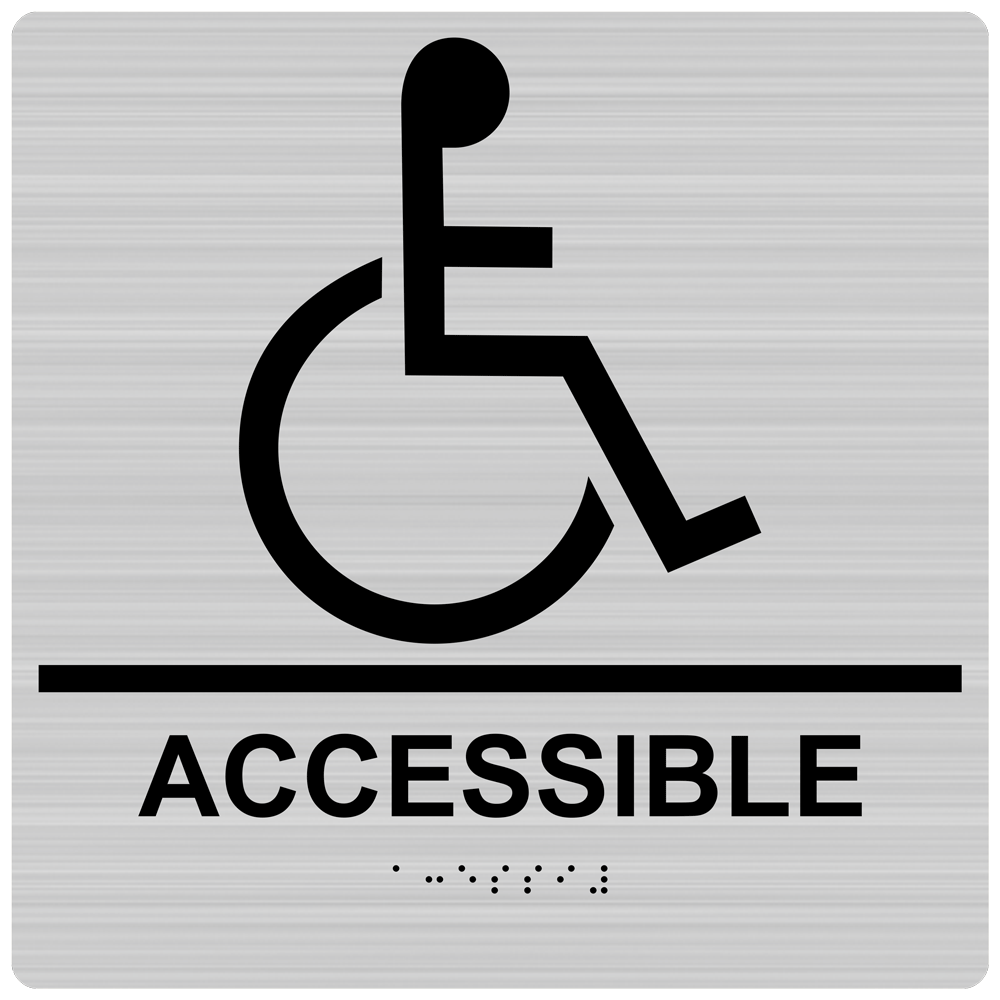 ADA Accessible (Braille = Accessible) Sign RRE-190-99_BLKonBRSLVR