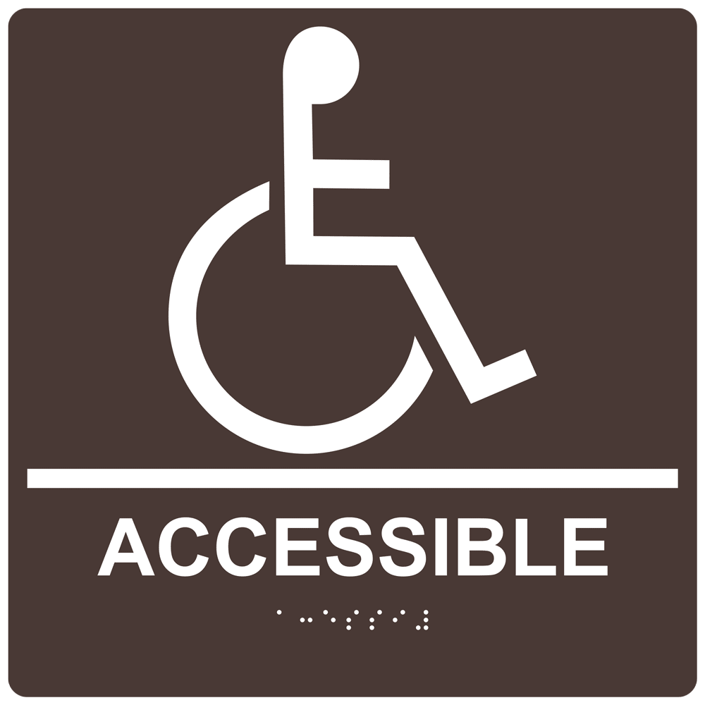 ADA Accessible Braille Sign RRE-190-99_WHTonDKBN Handicap Assistance