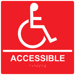 ADA Accessible Braille Sign RRE-190-99_WHTonRed Handicap Assistance