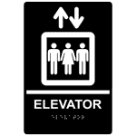 ADA Elevator Braille Sign RRE-685_WHTonBLK Elevator / Escalator