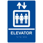 ADA Elevator Braille Sign RRE-685_WHTonBLU Elevator / Escalator