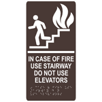 ADA Case Fire Stairway Elevator Braille Sign RRE-230_WHTonDKBN