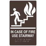 ADA In Case Of Fire Use Stairway Braille Sign RRE-235_WHTonDKBN