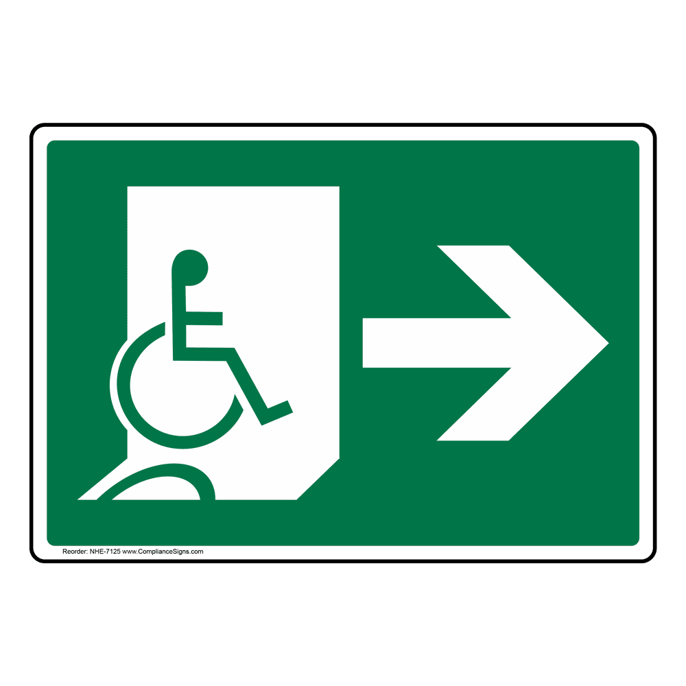 ADA Sign or Label [Graphic Only] Accessible Exit Right Made in USA