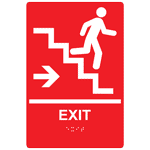ADA Exit Stairs Braille Sign RRE-14790_WHTonRed Enter / Exit