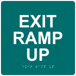 ADA Exit Ramp Up (Braille = Exit Ramp Up) Sign RRE-14795_WHTonBHMABLU