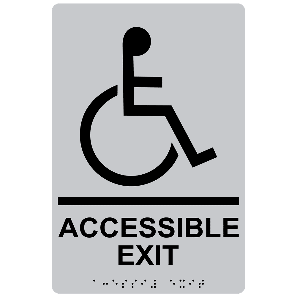 Portrait ADA Accessible Sign With Symbol RRE-17819_BLKonSLVR