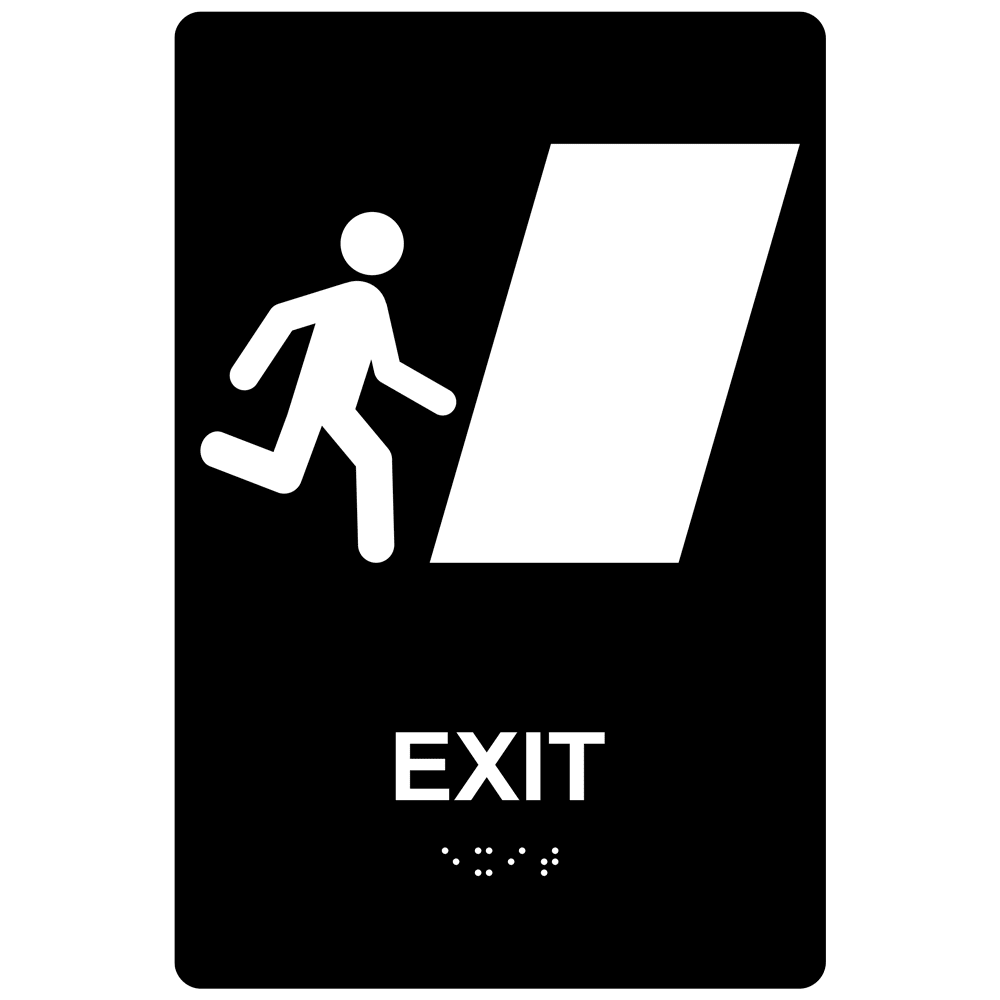 ADA Exit Braille Sign RRE246_WHTonBLK Enter / Exit
