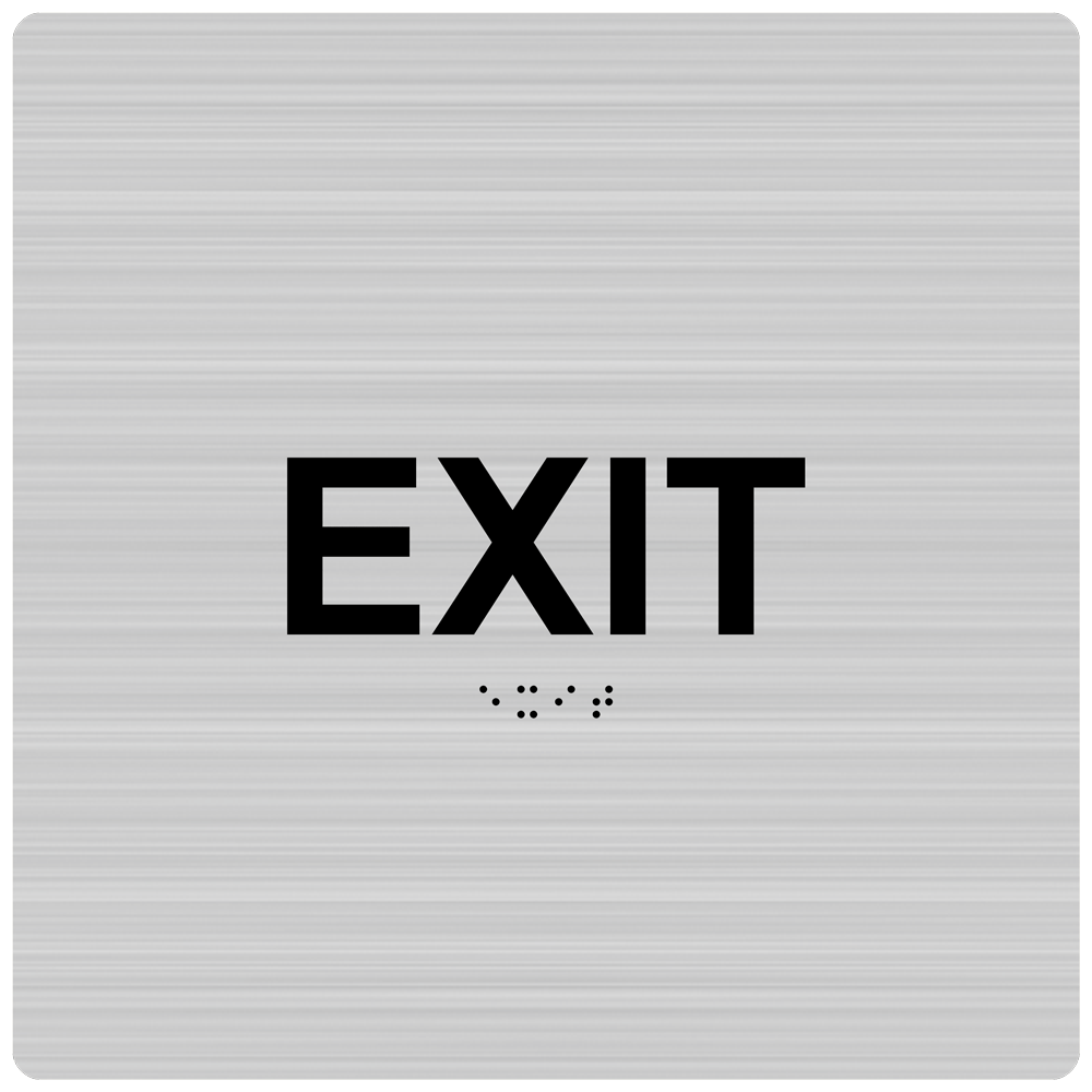 ADA Exit (Braille = Exit) Sign RRE-655-99_BLKonBRSLVR