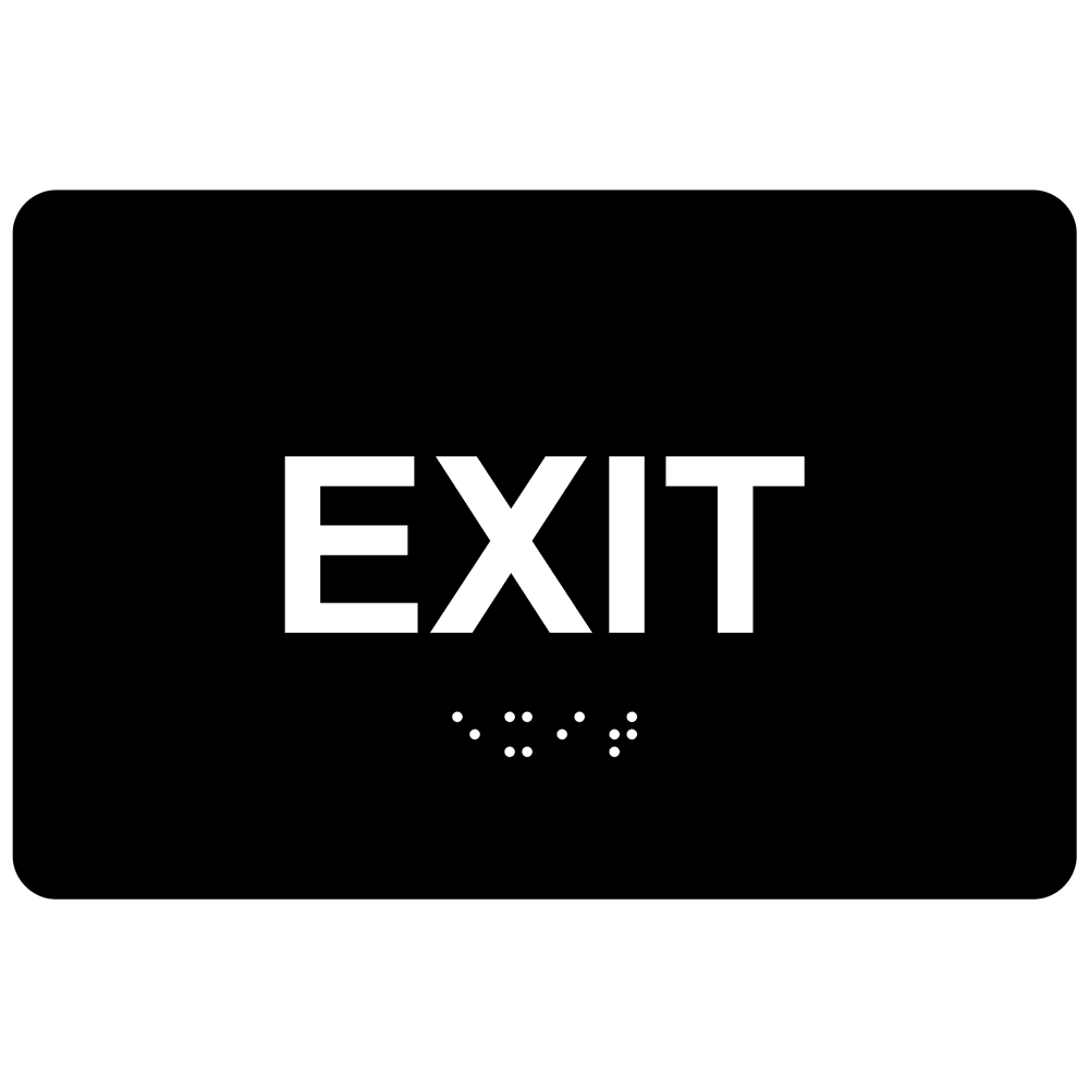 Black ADA Braille Exit Sign
