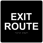 ADA Exit Route Braille Sign RRE-660_WHTonBLK Enter / Exit