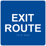 ADA Exit Route Braille Sign RRE-660_WHTonBLU Enter / Exit