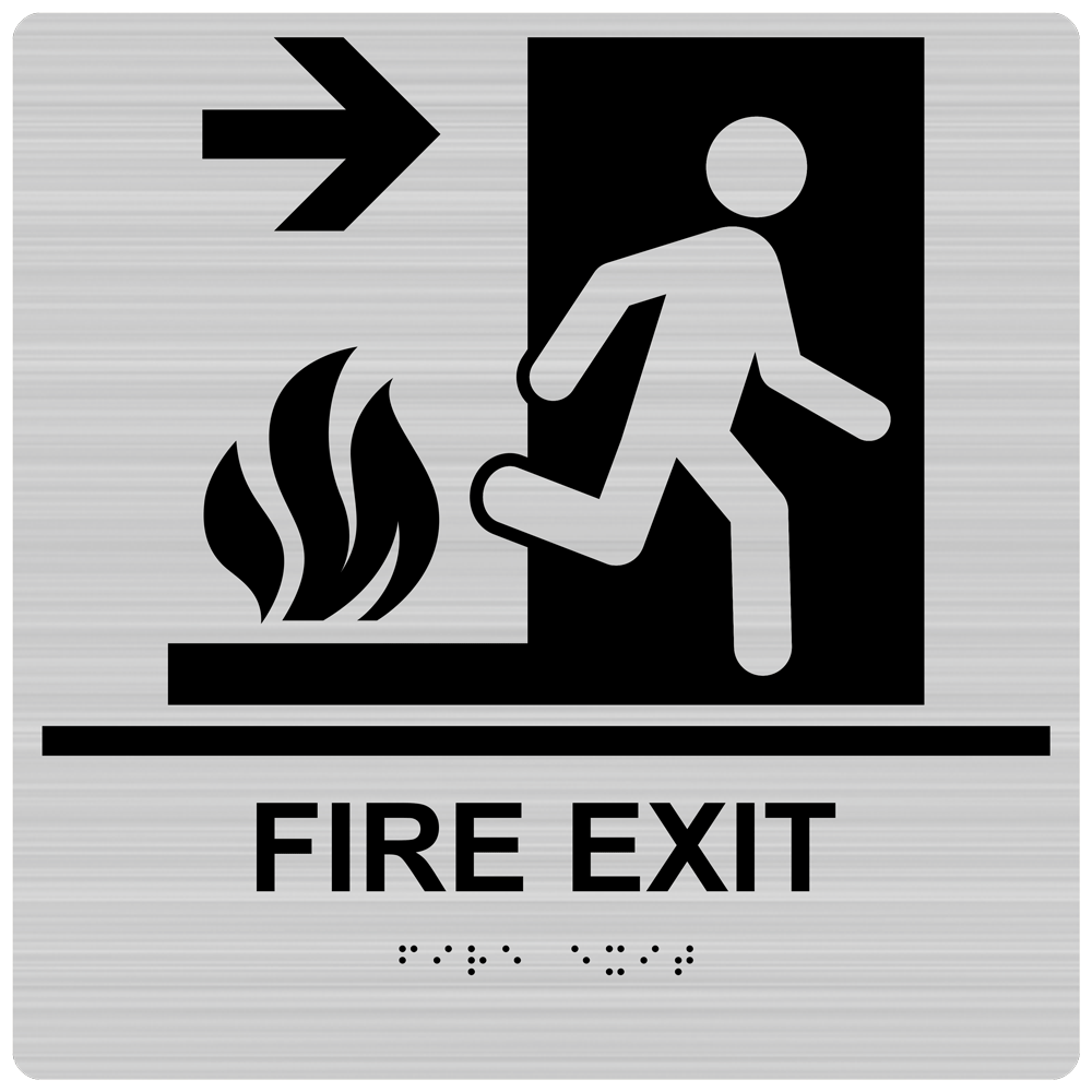 Ada Fire Exit Braille Fire Exit Sign Rre 245 99 Blkonbrslvr