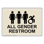 All Gender Restroom Sign With Dynamic Accessibility Symbol RRE-25296-BLKonAlmond