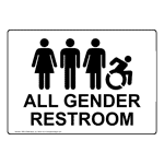 All Gender Restroom Sign With Dynamic Accessibility Symbol RRE-25296-BLKonWHT