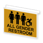 All Gender Restroom Sign With Dynamic Accessibility Symbol RRE-25296Ceiling-BLKonGLD