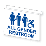 All Gender Restroom Sign With Dynamic Accessibility Symbol RRE-25296Ceiling-BLUonWHT