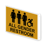 All Gender Restroom Sign With Dynamic Accessibility Symbol RRE-25296Proj-BLKonGLD