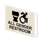 Projection Mount All Gender Restroom Sign With Dynamic Accessibility Symbol RRE-25305Proj-BLKonAlmond