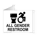 Triangle Mount All Gender Restroom Sign With Dynamic Accessibility Symbol RRE-25305Tri-BLKonWHT