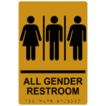 ADA All Gender Restroom Sign RRE-25413_BLKonGLD Gender Neutral