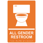 ADA All Gender Restroom Sign RRE-25422_WHTonORNG Gender Neutral