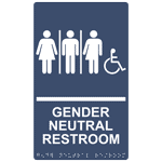 ADA Gender Neutral Restroom Sign RRE-25443_WHTonNavy Gender Neutral