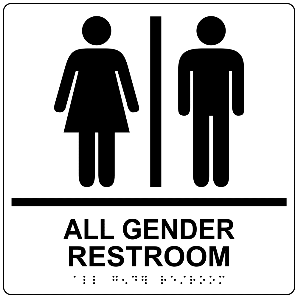 Square ADA All Gender Restroom Sign RRE-31948-99_BLKonWHT
