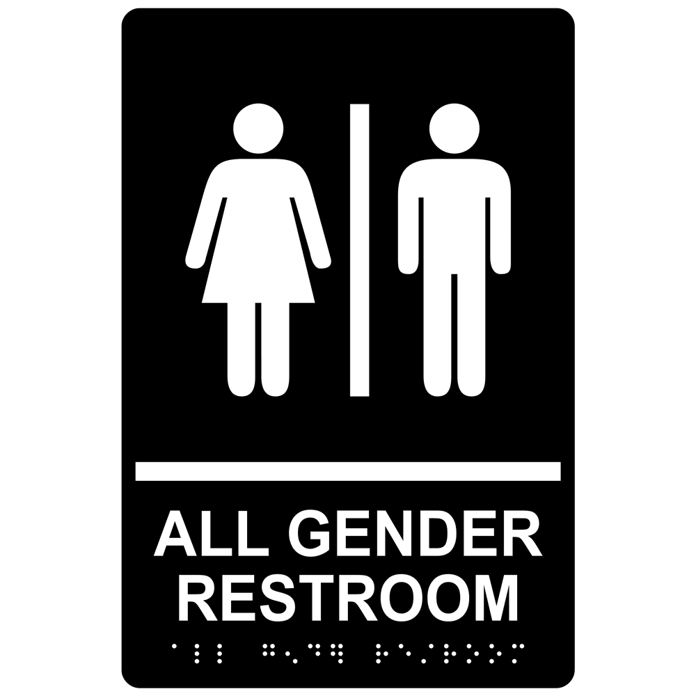 Ada All Gender Restroom Sign Rre 31948whtonblk