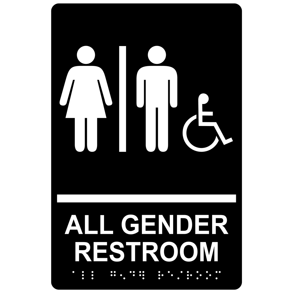 ADA All Gender Accessible Restroom Sign RRE-31960_WHTonBLK