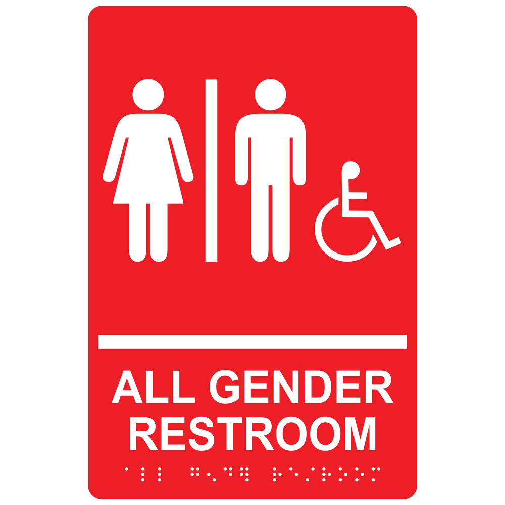 Ada All Gender Accessible Restroom Sign Rre 31960whtonred 6145