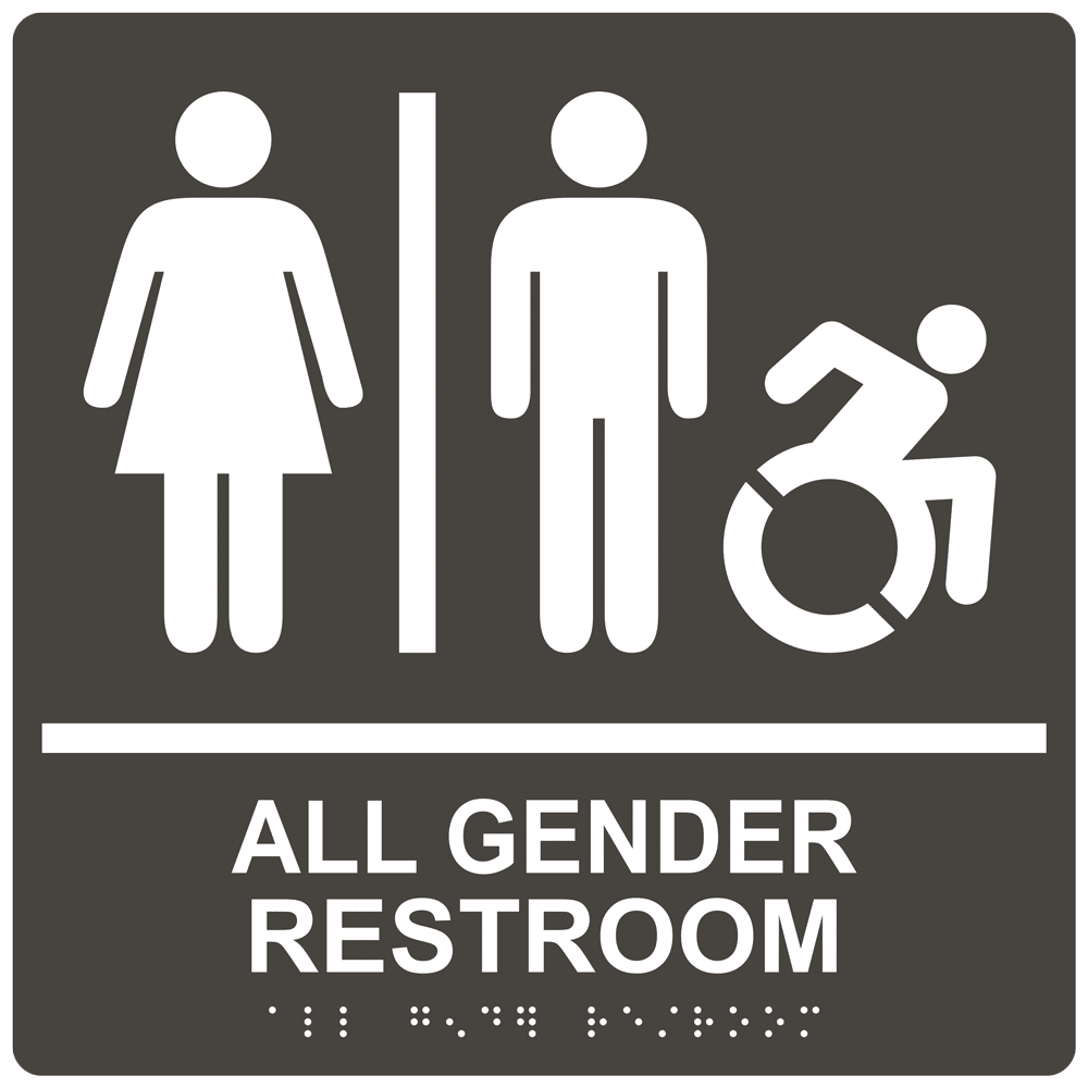 Gender Neutral Restroom Sign Gray/White 